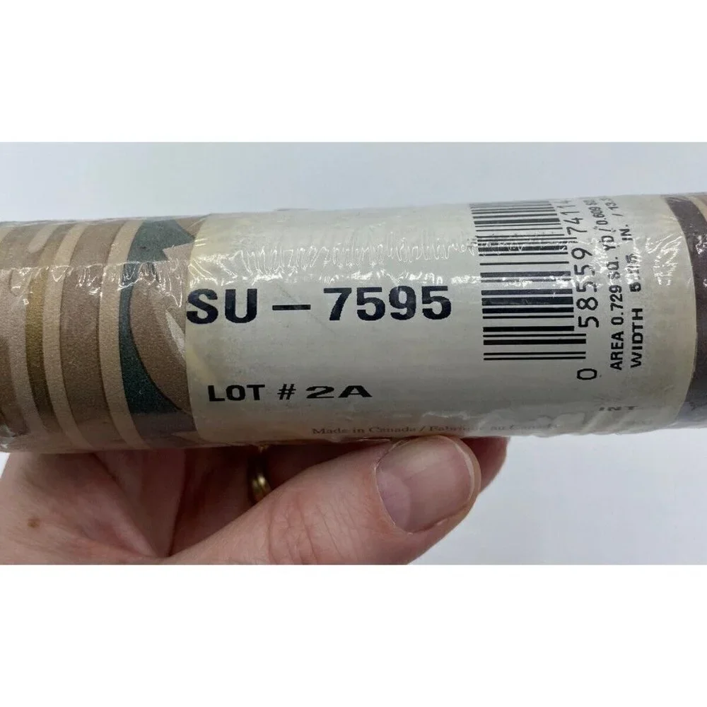Wallpaper Border SU-7595 Leaf Scrolls Beige Green NOS Unopened Crafts DIY Decor
